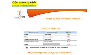 Les règles de prises en charge d'actions de DPC